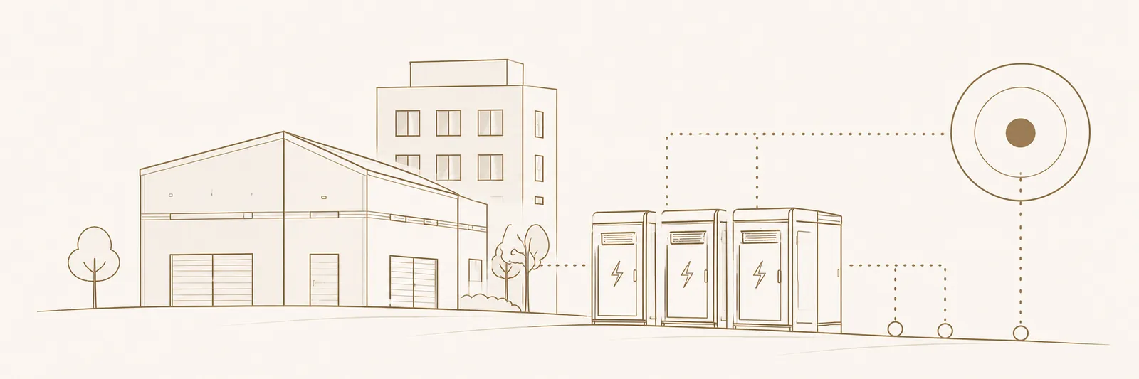 Commercial site with battery infrastructure at the point of demand